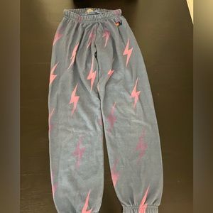 Aviator Nation lightening bolt sweatpants- blue, pink, purple